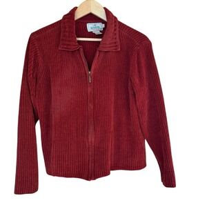 RedHead For Her Collared Cardigan Zipper VTG Rust Chenille Women's Sz Large